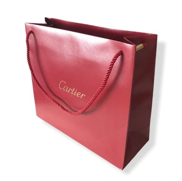 Cartier Shopping Bag Red and Gold Tone with Rope Handles - Picture 2 of 3